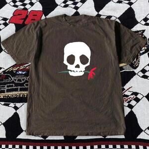 T-Shirt Brown Skull And Rose Tee
